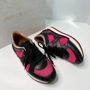 Jimmy Choo London sneakers black leather pink